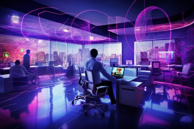 Futuristic business scene with ultra modern ambiance