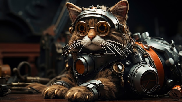 Free Photo futuristic cat concept