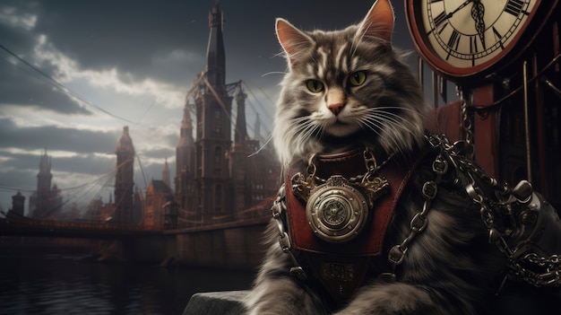 Free photo futuristic cat concept