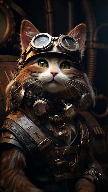 Free Photo futuristic cat concept