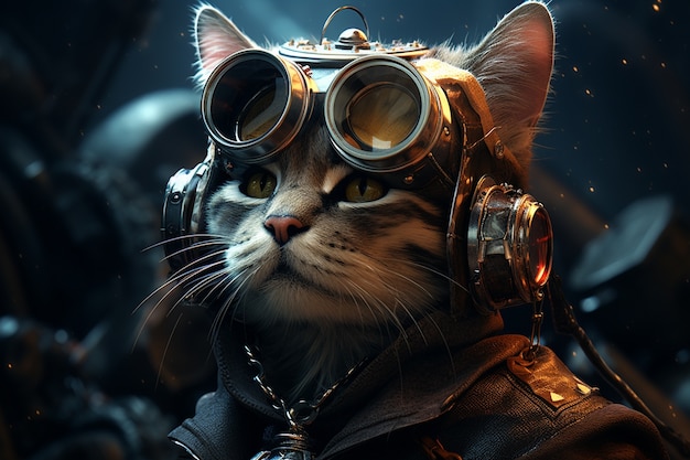 Free photo futuristic cat concept