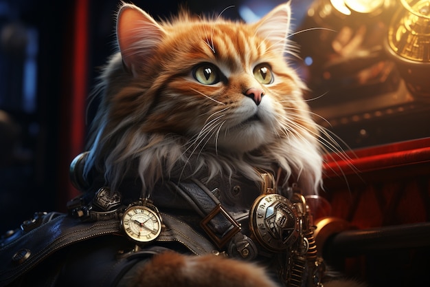 Free Photo futuristic cat concept