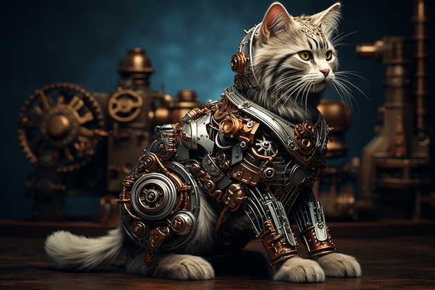 Free Photo futuristic cat concept