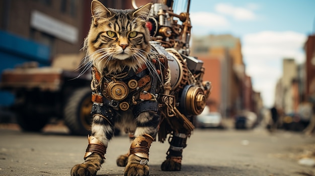 Free Photo futuristic cat concept