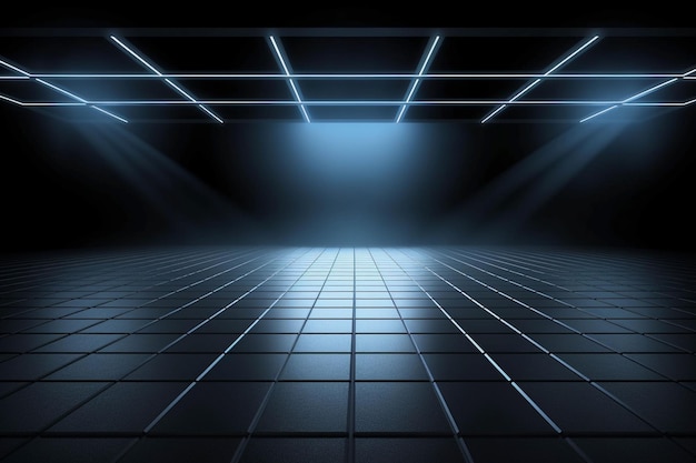 Free photo futuristic cube floor room background