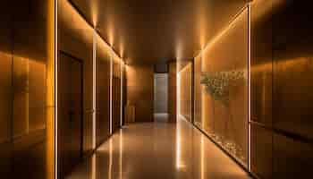 Free photo futuristic design illuminates modern apartment empty corridor generated by ai