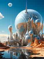 Free photo futuristic fantasy scene landscape