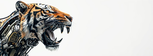 Free photo futuristic half-robot tiger