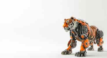 Free photo futuristic half-robot tiger