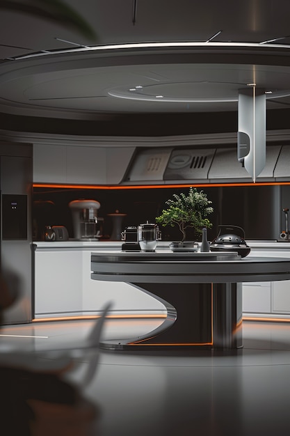 Free photo futuristic kitchen interior design