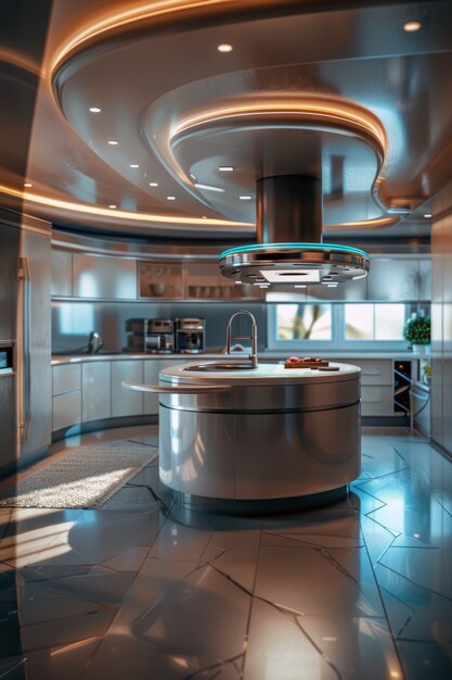 Futuristic kitchen interior design