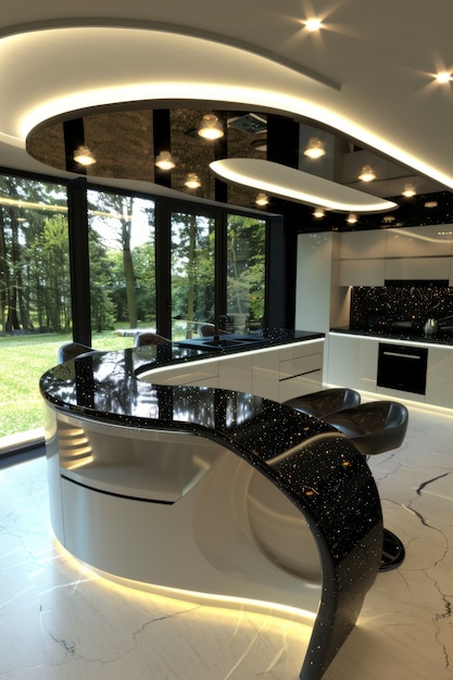 Free Photo futuristic kitchen interior design