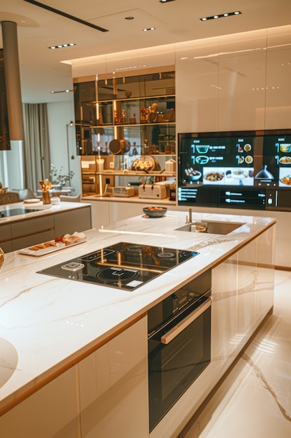 Free photo futuristic kitchen interior design