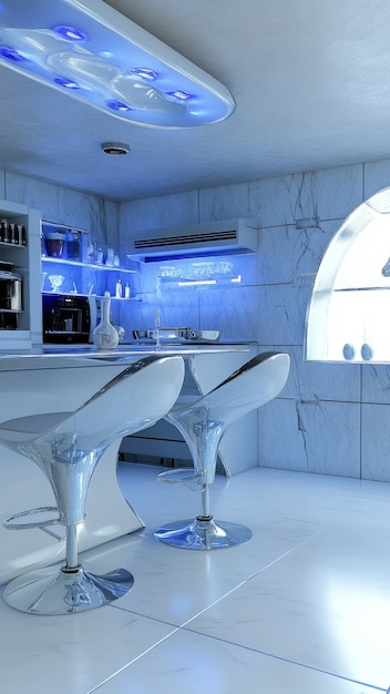 Futuristic kitchen interior design