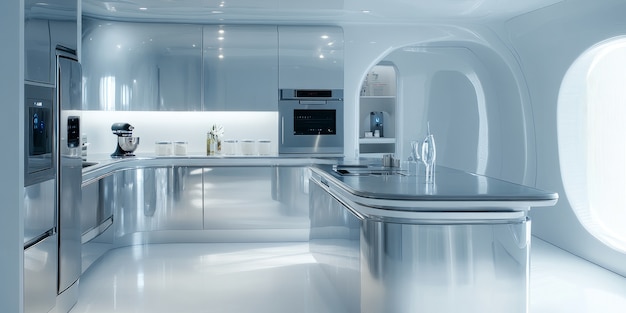 Free photo futuristic kitchen interior design