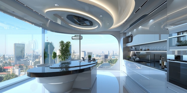 Futuristic kitchen interior design