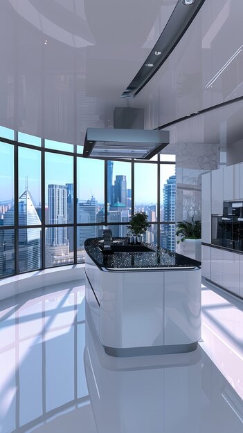 Futuristic kitchen interior design