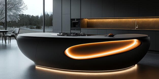 Futuristic kitchen interior design