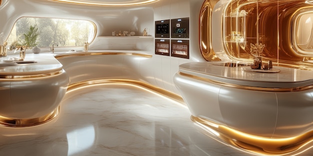 Free photo futuristic kitchen interior design