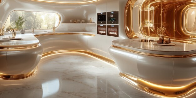 Futuristic kitchen interior design