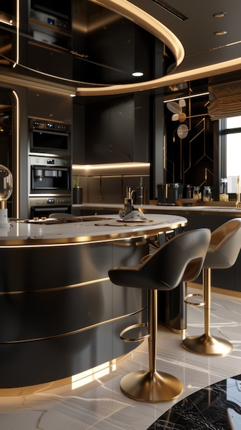 Free Photo futuristic kitchen interior design