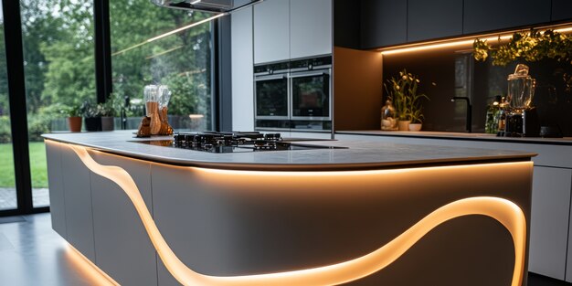 Futuristic kitchen interior design