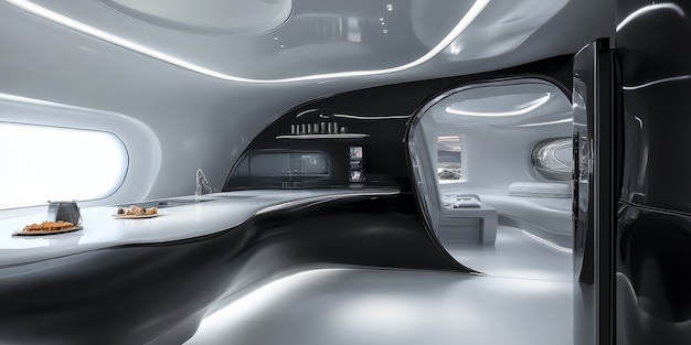 Futuristic kitchen interior design