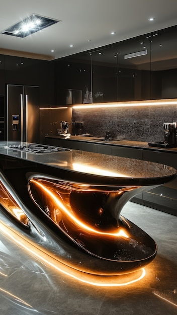 Futuristic kitchen interior design