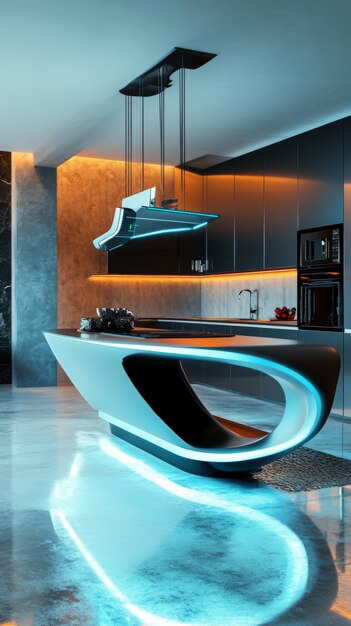 Futuristic kitchen interior design