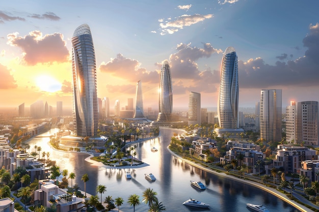 Futuristic landscape of dubai