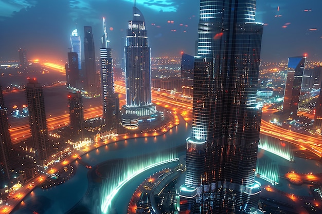 Free photo futuristic landscape of dubai