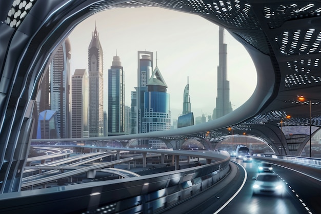 Free Photo futuristic landscape of dubai