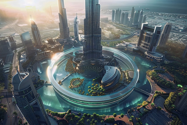 Free Photo futuristic landscape of dubai