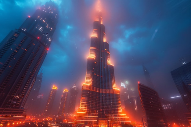 Free Photo futuristic landscape of dubai