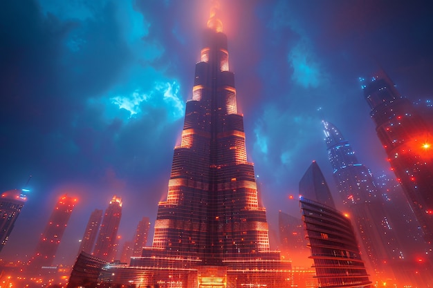 Free photo futuristic landscape of dubai