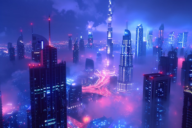 Free Photo futuristic landscape of dubai