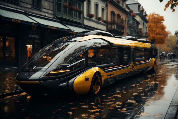 Free photo futuristic mean of transportation in ultra modern city