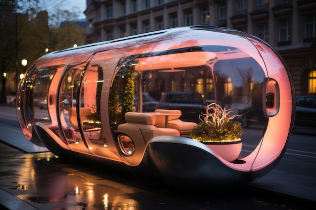 Futuristic mean of transportation in ultra modern city