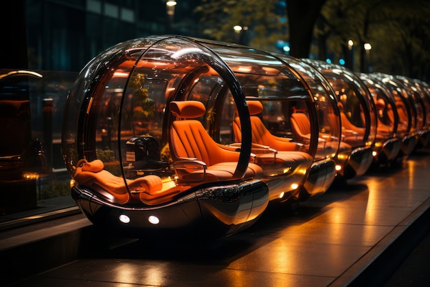 Free Photo futuristic mean of transportation in ultra modern city