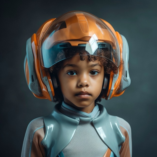 Free photo futuristic portrait of young girl with high tech