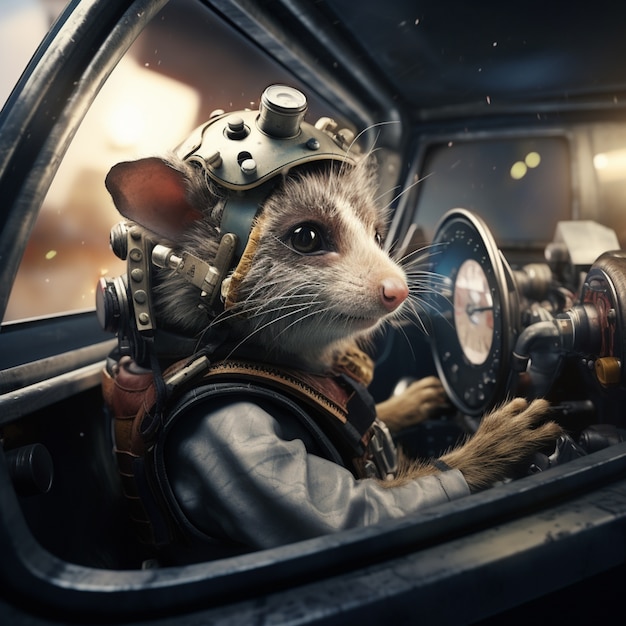 Free photo futuristic possum in rocket