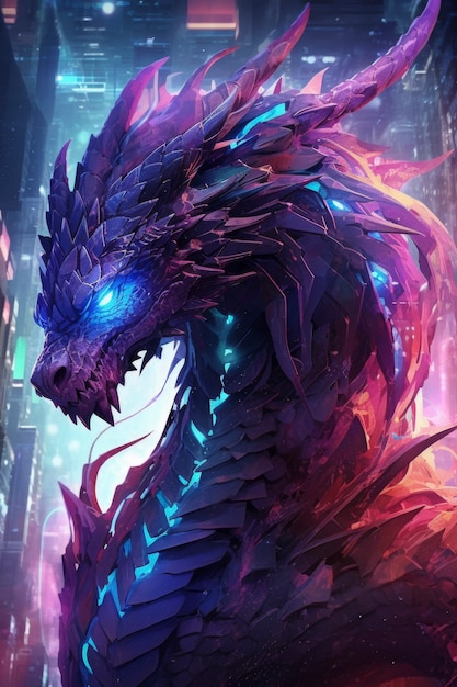 Free Photo futuristic representation of dragon creature