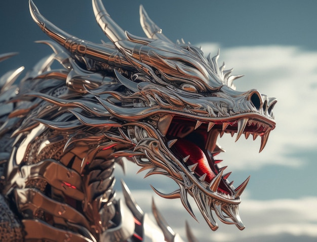 Futuristic representation of dragon creature