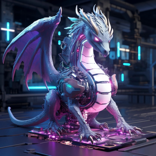 Free Photo futuristic representation of dragon creature