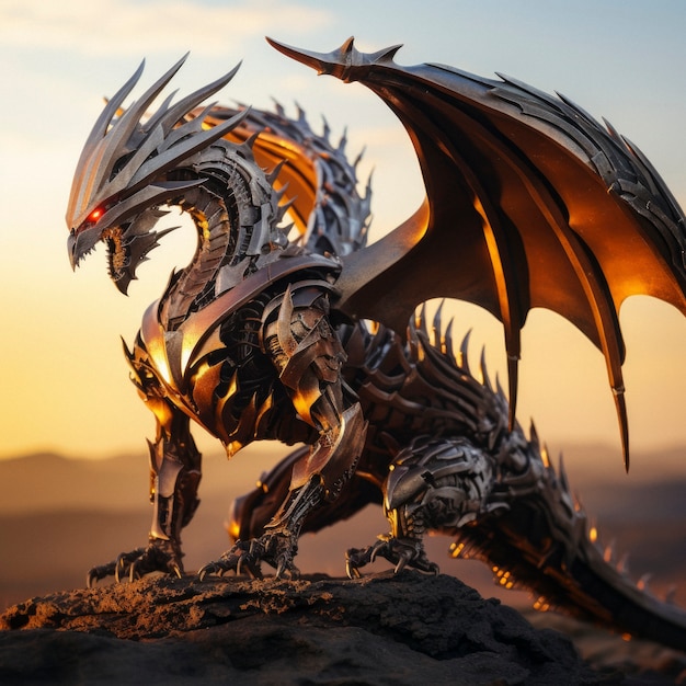 Free Photo futuristic representation of dragon creature