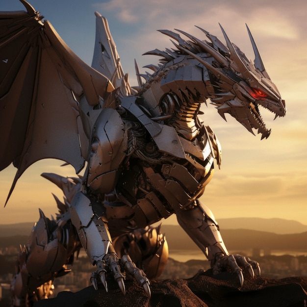 Free Photo futuristic representation of dragon creature