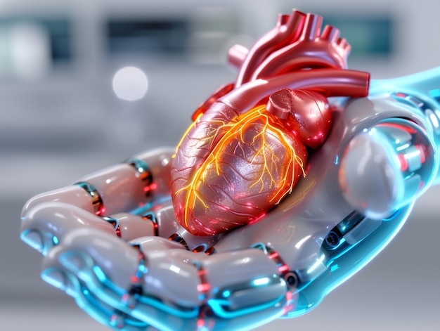 Free Photo futuristic representation of robotic human heart