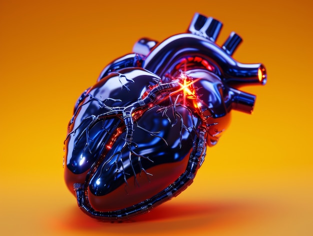 Futuristic representation of robotic human heart