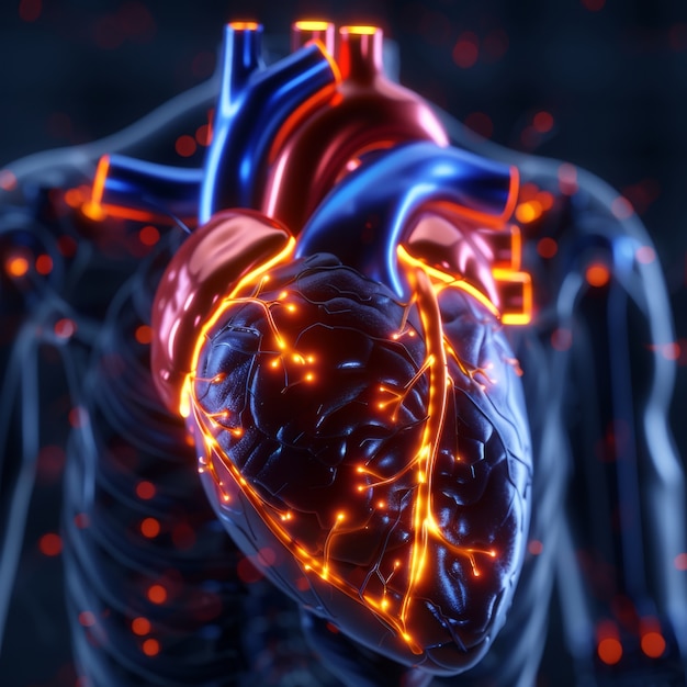 Free photo futuristic representation of robotic human heart