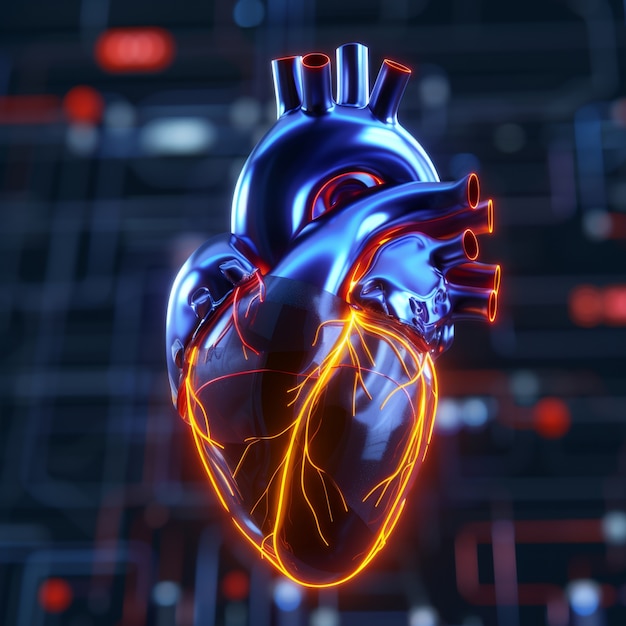 Free Photo futuristic representation of robotic human heart